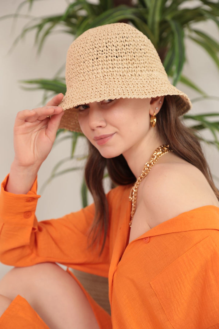 KKT Handmade Straw Hat-Beige - Gold Coast