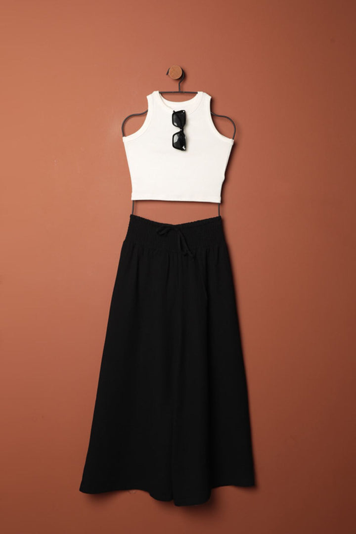 KKT Muslin Fabric Wide Trousers-Black - Tecamachalco