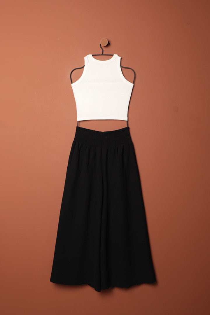 KKT Muslin Fabric Wide Trousers-Black - Tecamachalco