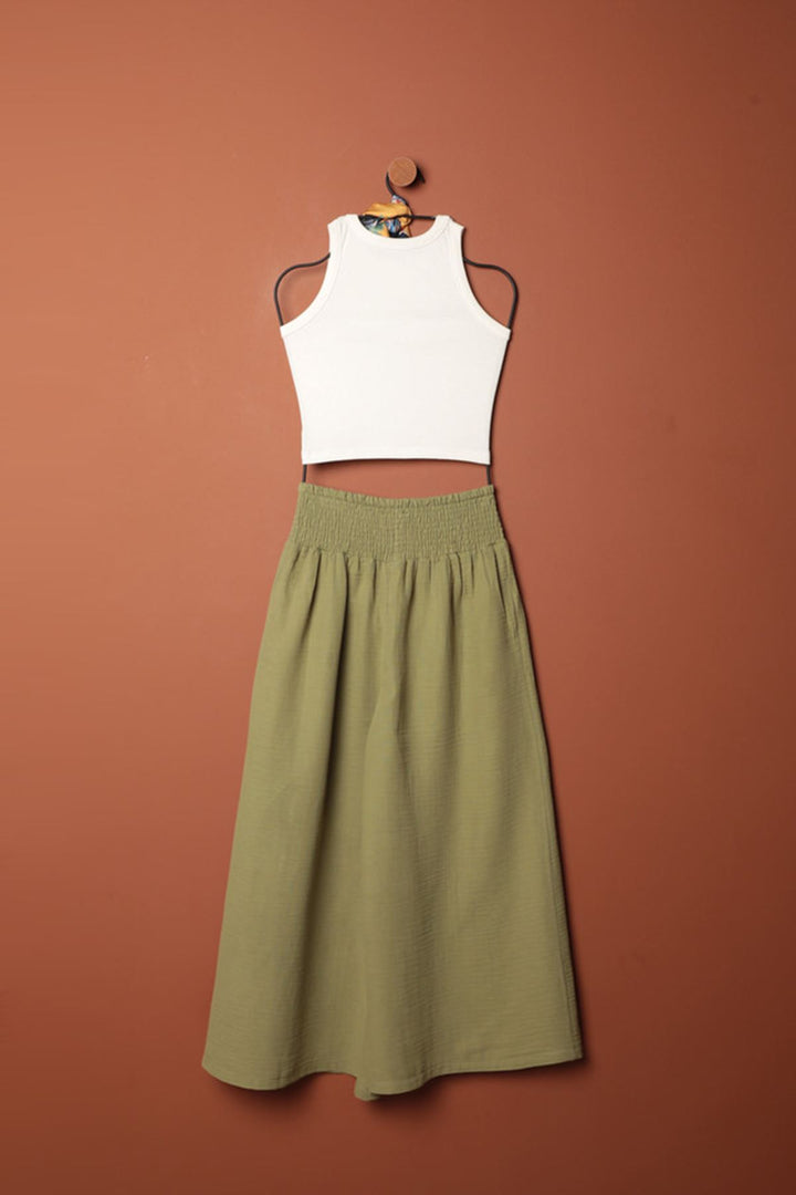 KKT Muslin Fabric Wide Trousers-Khaki - Chalco