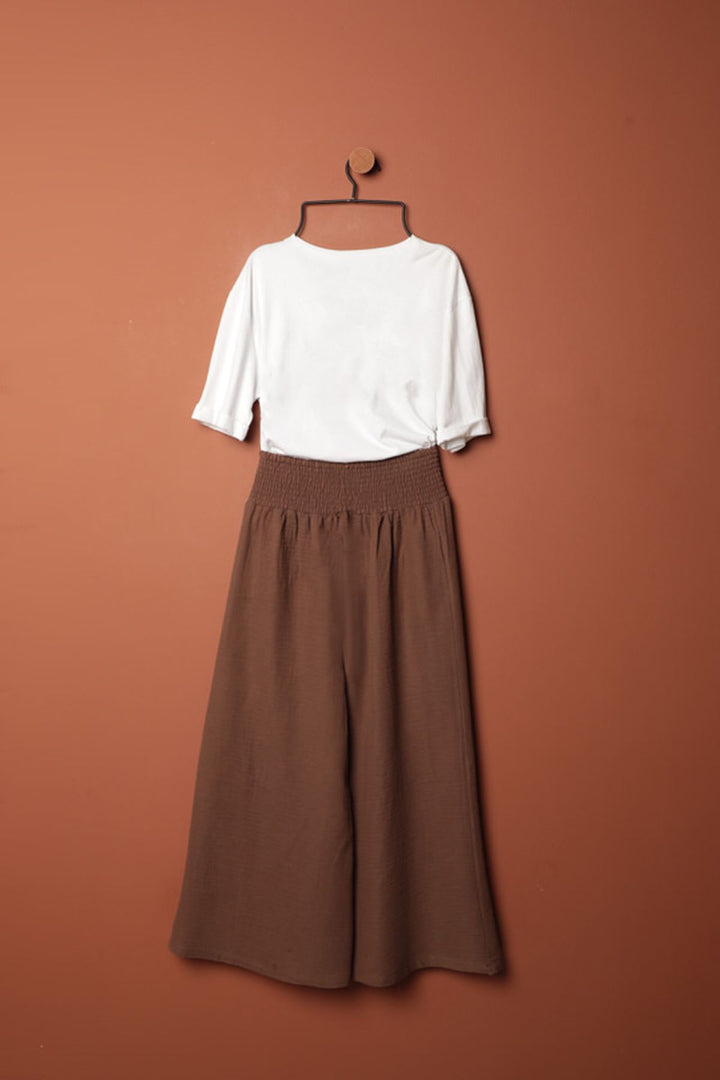 KKT Muslin Fabric Loose Trousers-Brown - Compton