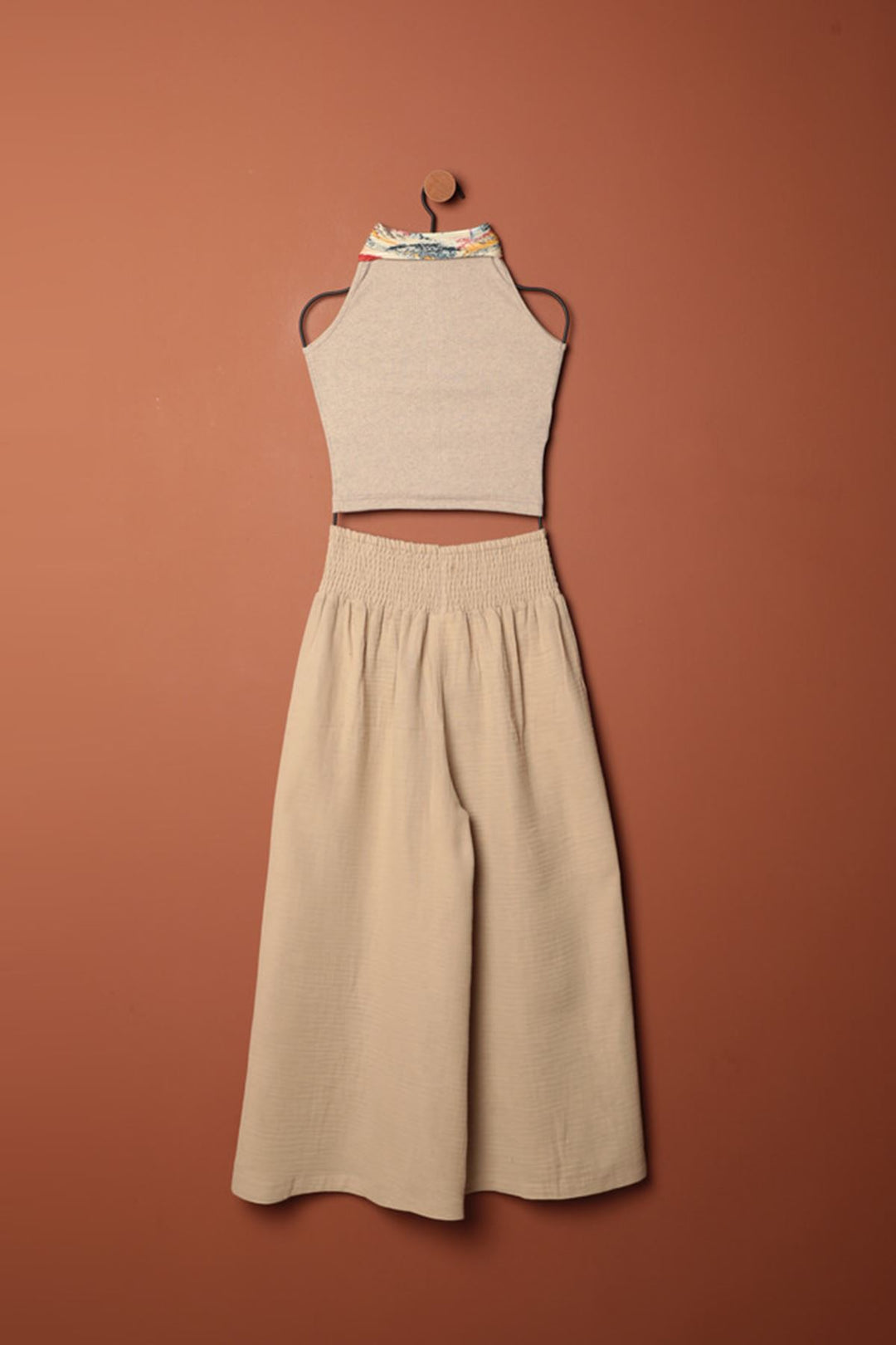 KKT Muslin Fabric Loose Trousers-Beige - Tulancingo