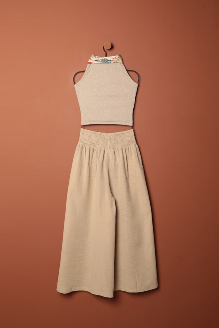 KKT Muslin Fabric Loose Trousers-Beige - Tulancingo