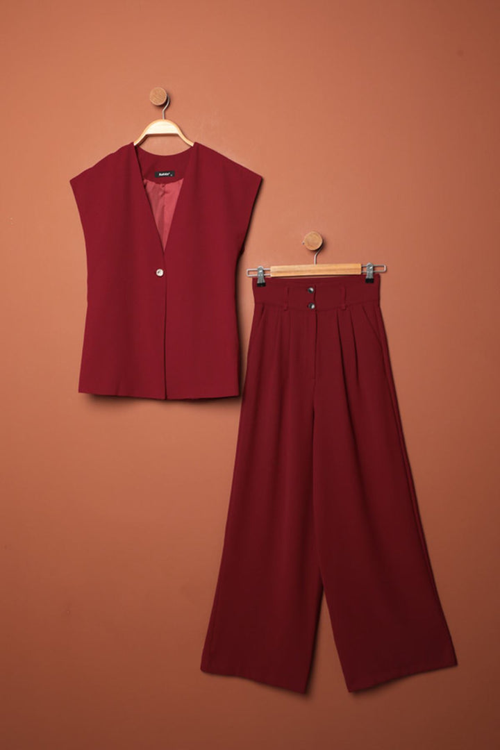 KKT Polyviscon Fabric Women's Vest-Burgundy - Noblesville
