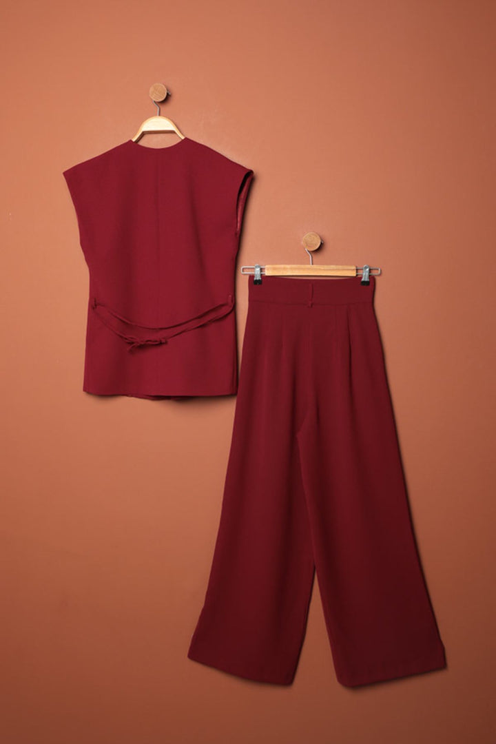 KKT Polyviscon Fabric Women's Vest-Burgundy - Noblesville