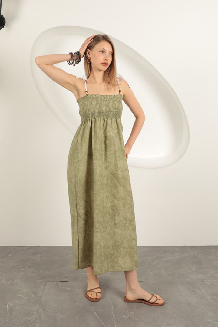 KKT Linen Gipel Strap Maxi Dress-Khaki - Winslow