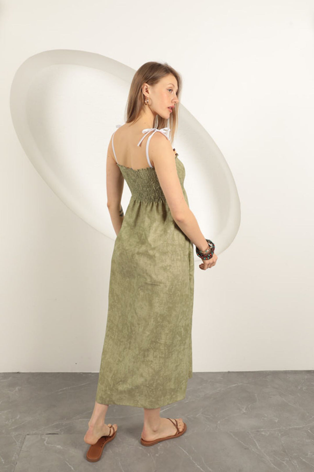 KKT Linen Gipel Strap Maxi Dress-Khaki - Winslow