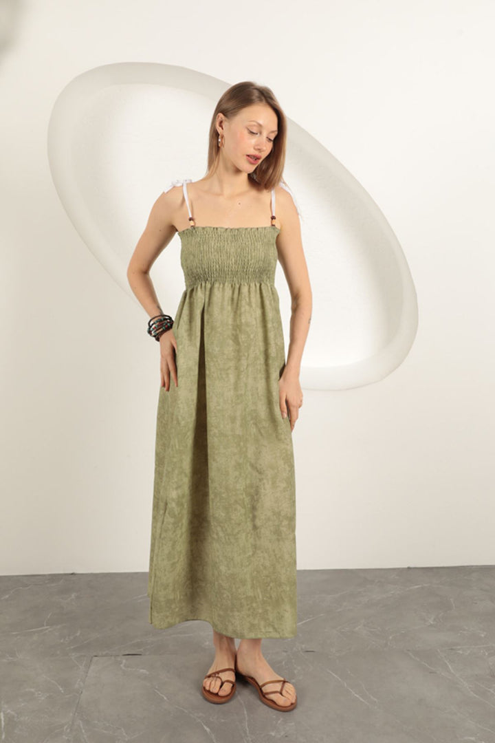 KKT Linen Gipel Strap Maxi Dress-Khaki - Winslow