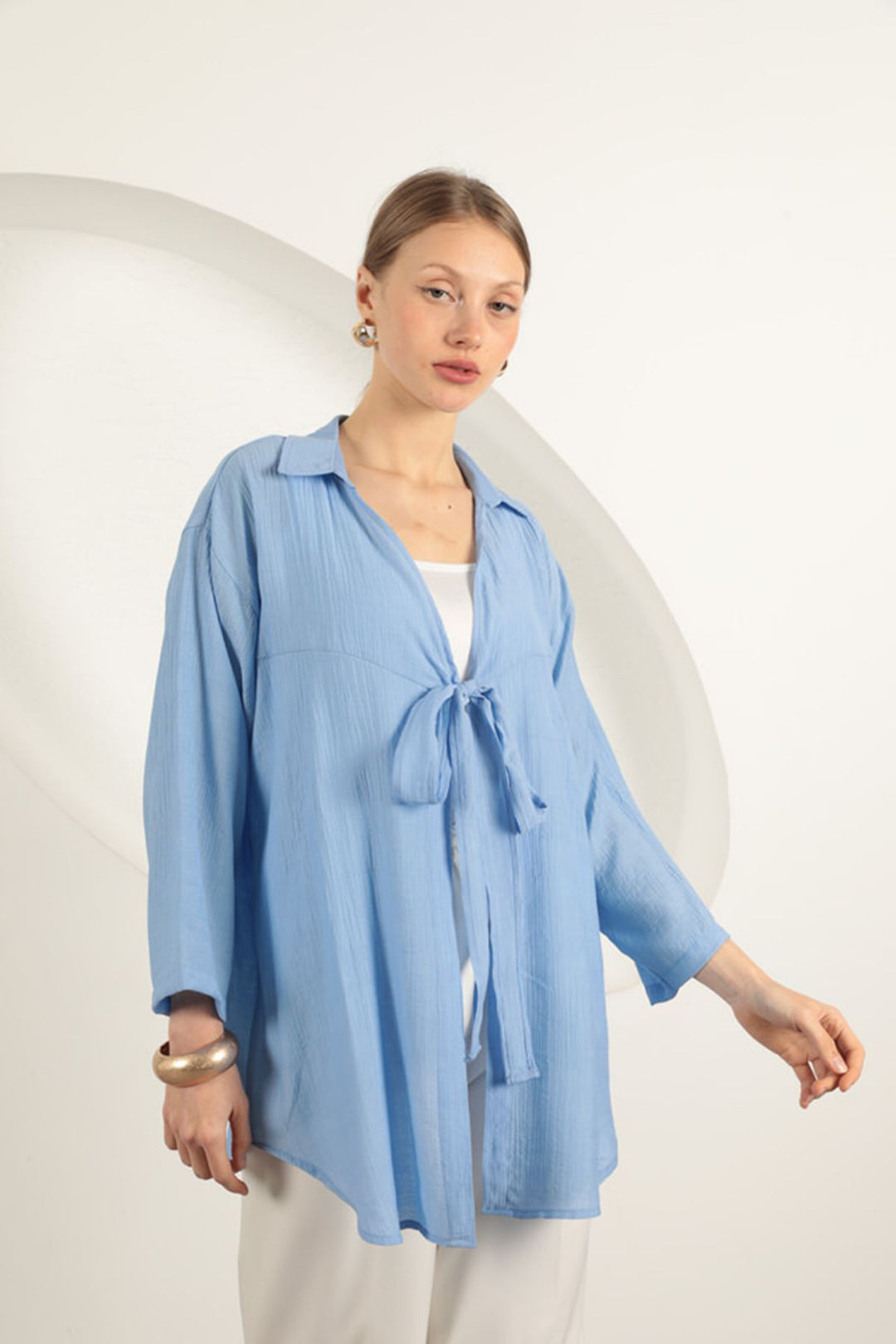 KKT Tree Bark Fabric Kimono-Blue - Guacharachi