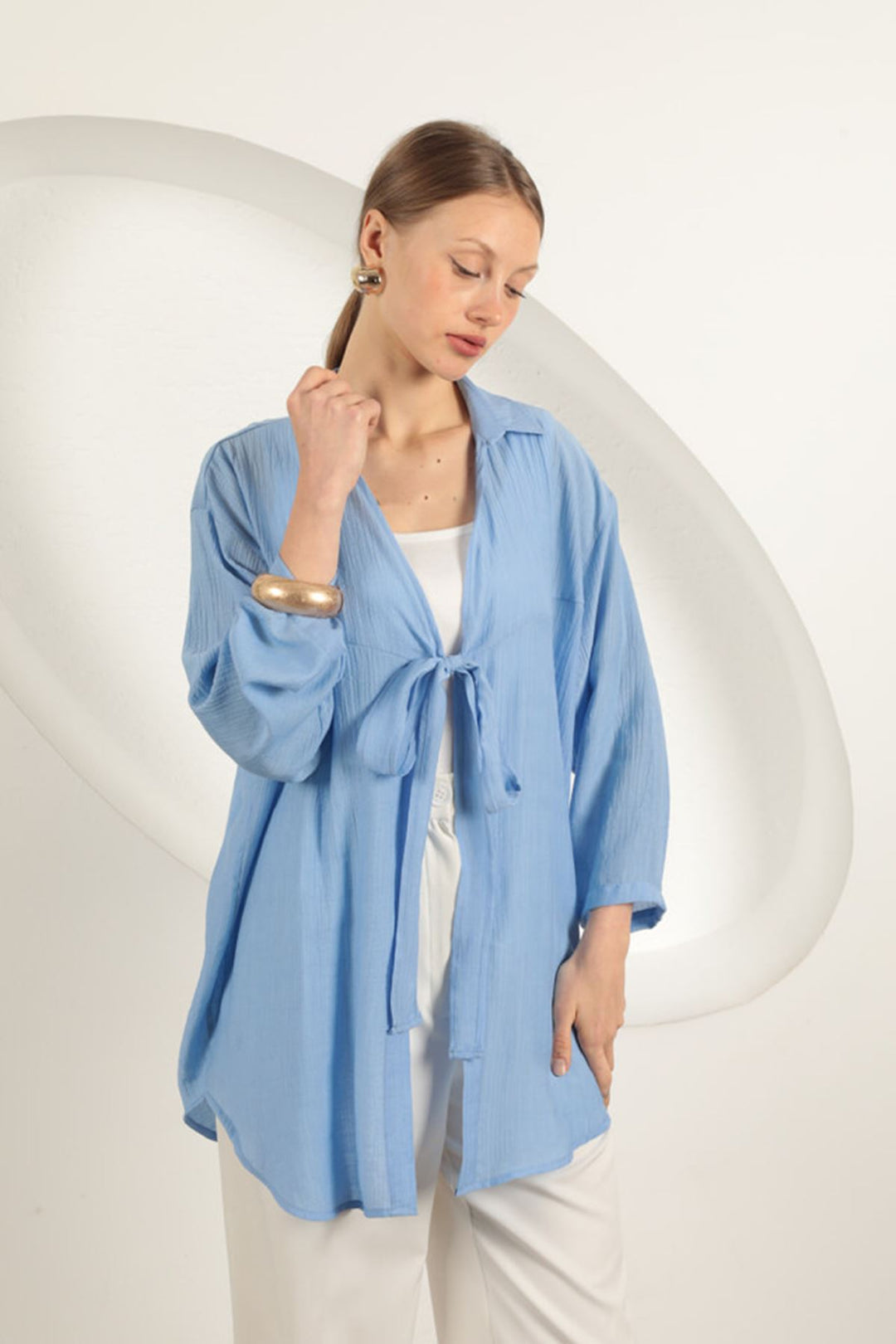 KKT Tree Bark Fabric Kimono-Blue - Guacharachi