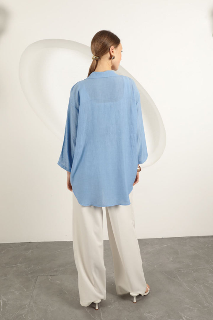 KKT Tree Bark Fabric Kimono-Blue - Guacharachi