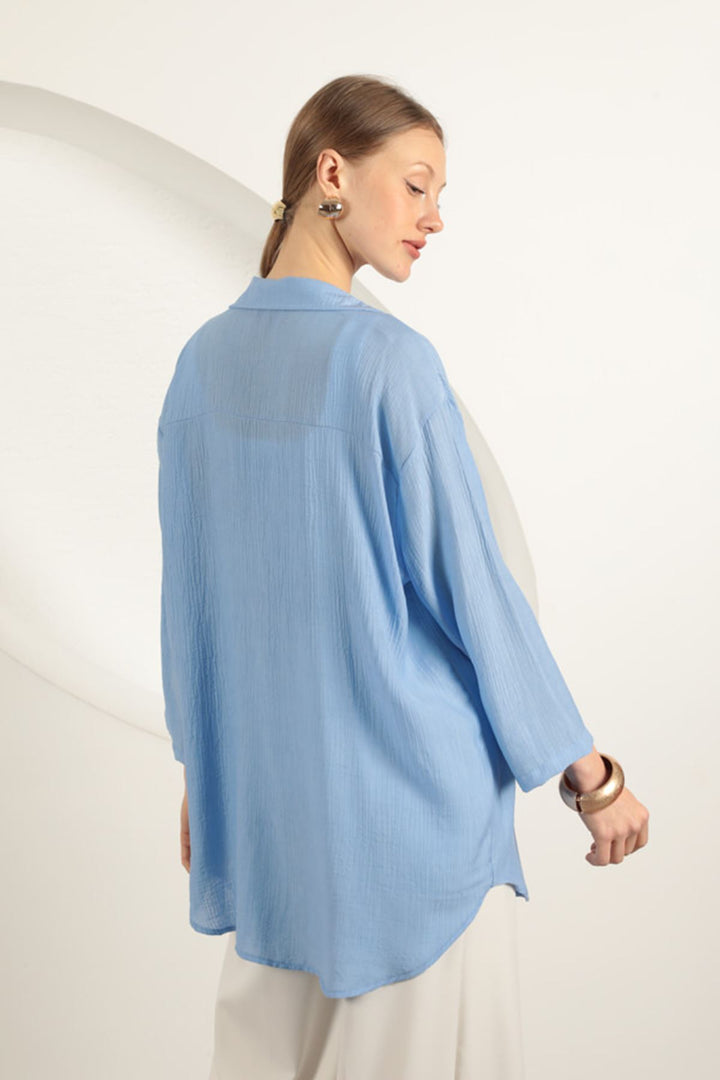 KKT Tree Bark Fabric Kimono-Blue - Guacharachi