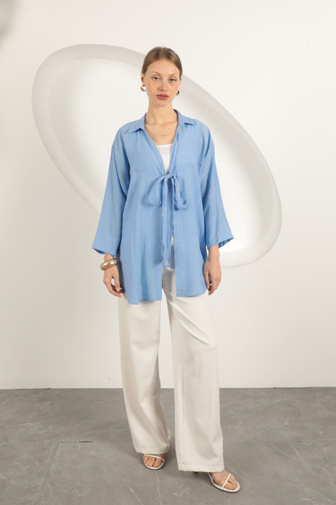 KKT Tree Bark Fabric Kimono-Blue - Guacharachi