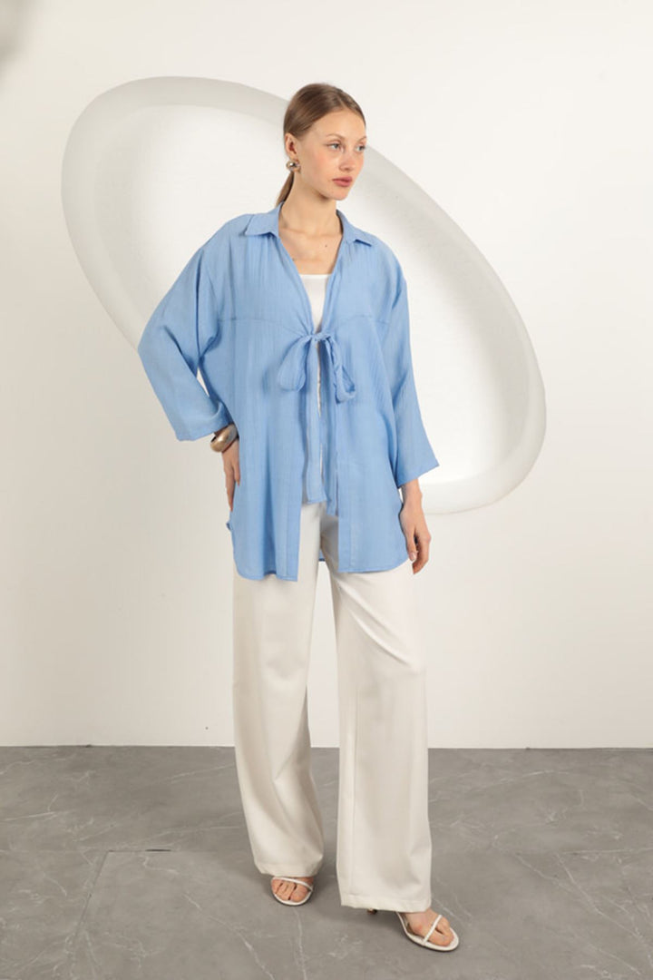 KKT Tree Bark Fabric Kimono-Blue - Guacharachi