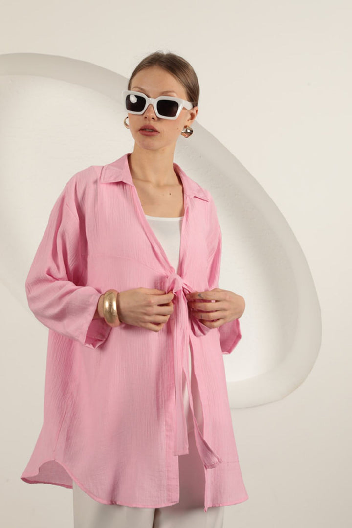 KKT Tree Bark Fabric Kimono-Pink - Nettetal