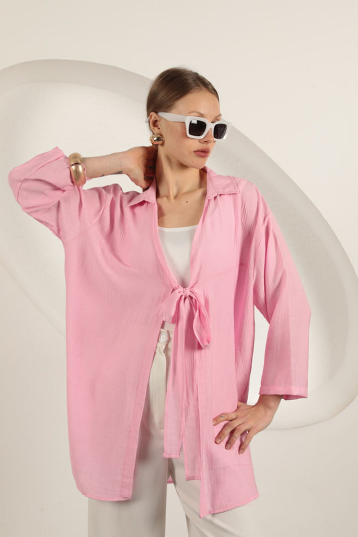 KKT Tree Bark Fabric Kimono-Pink - Nettetal