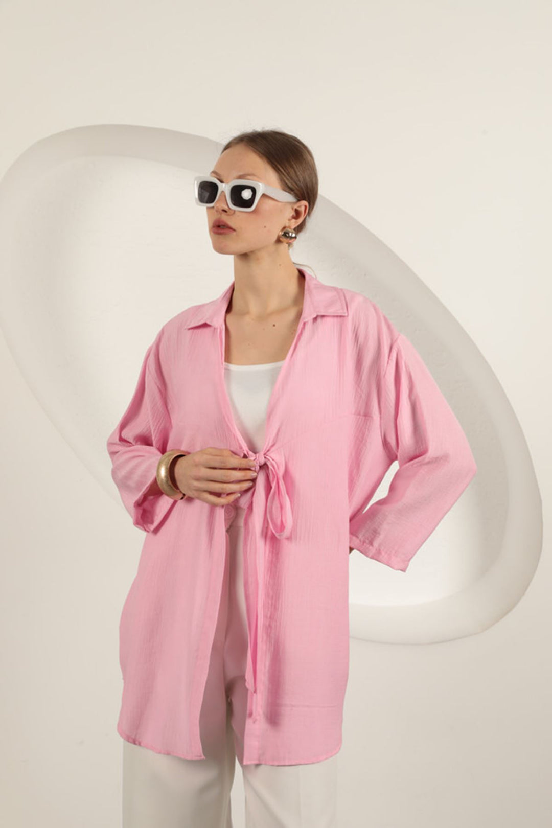 KKT Tree Bark Fabric Kimono-Pink - Nettetal