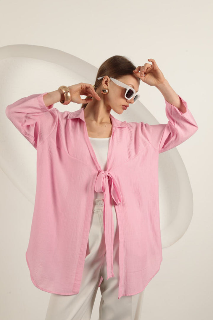 KKT Tree Bark Fabric Kimono-Pink - Nettetal