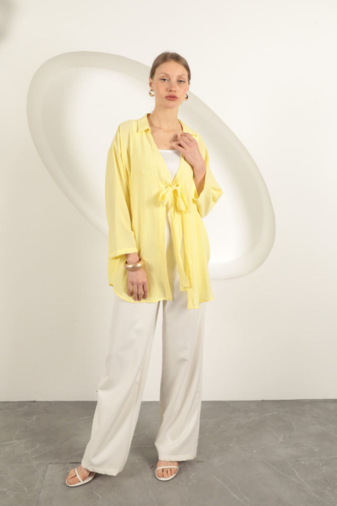 KKT Tree Bark Fabric Kimono-Yellow - Scunthorpe
