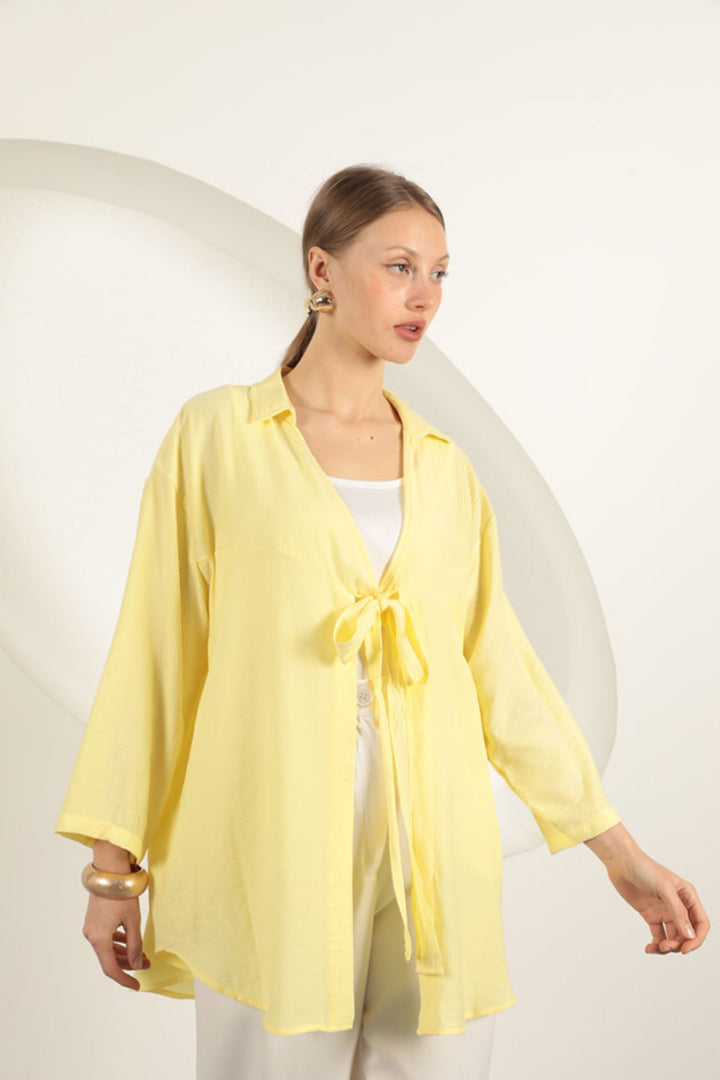 KKT Tree Bark Fabric Kimono-Yellow - Scunthorpe