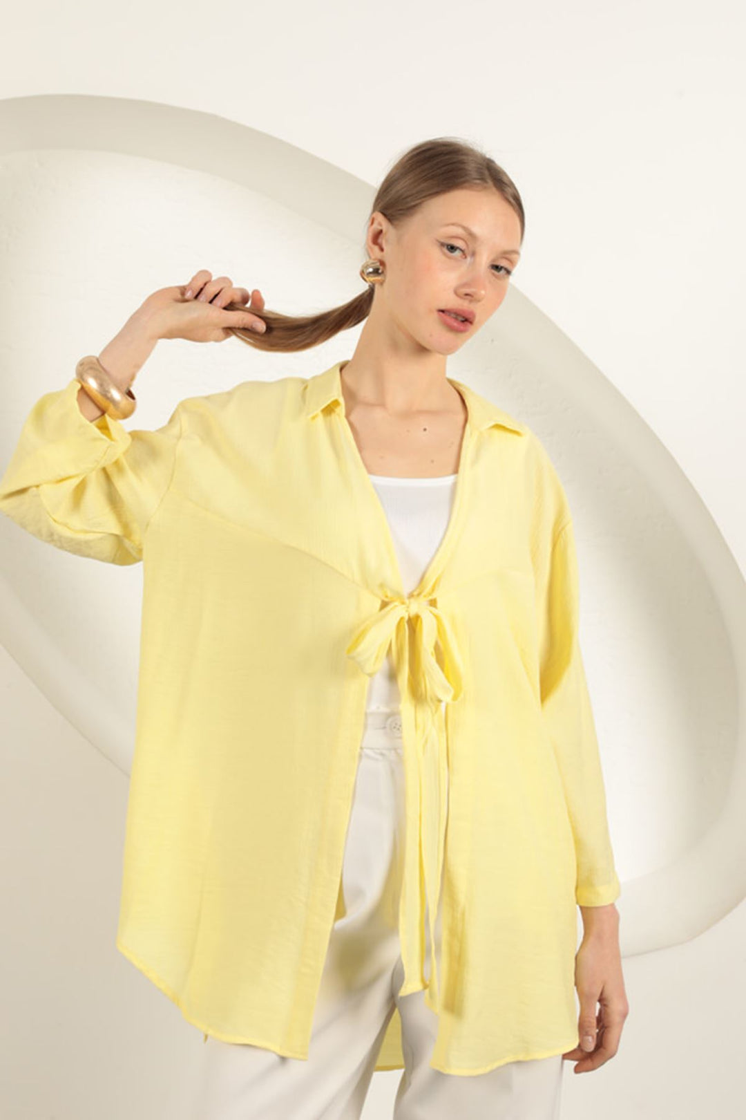 KKT Tree Bark Fabric Kimono-Yellow - Scunthorpe