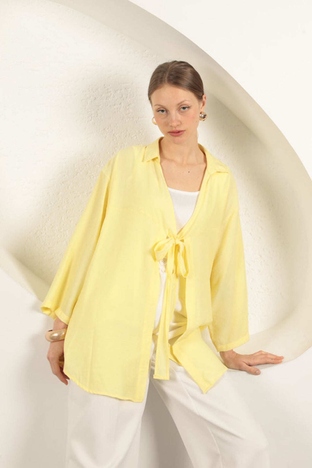 KKT Tree Bark Fabric Kimono-Yellow - Scunthorpe