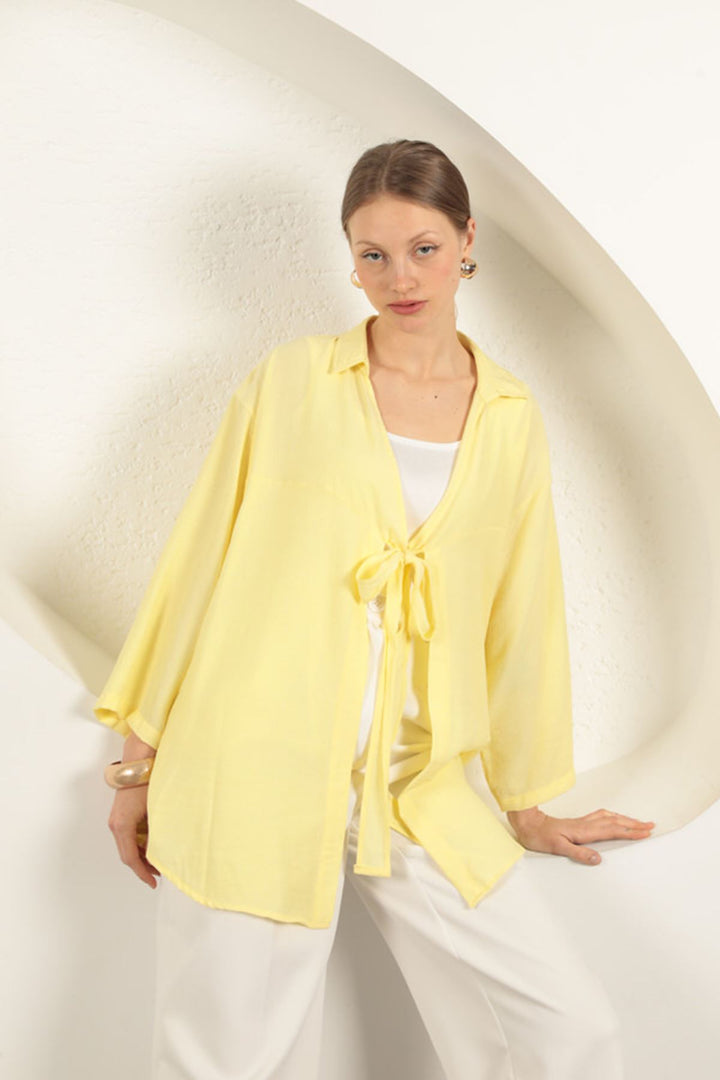 KKT Tree Bark Fabric Kimono-Yellow - Scunthorpe