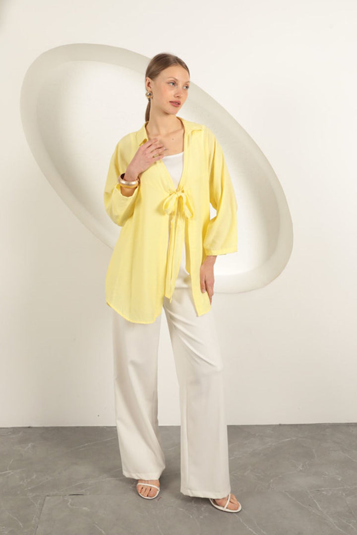 KKT Tree Bark Fabric Kimono-Yellow - Scunthorpe
