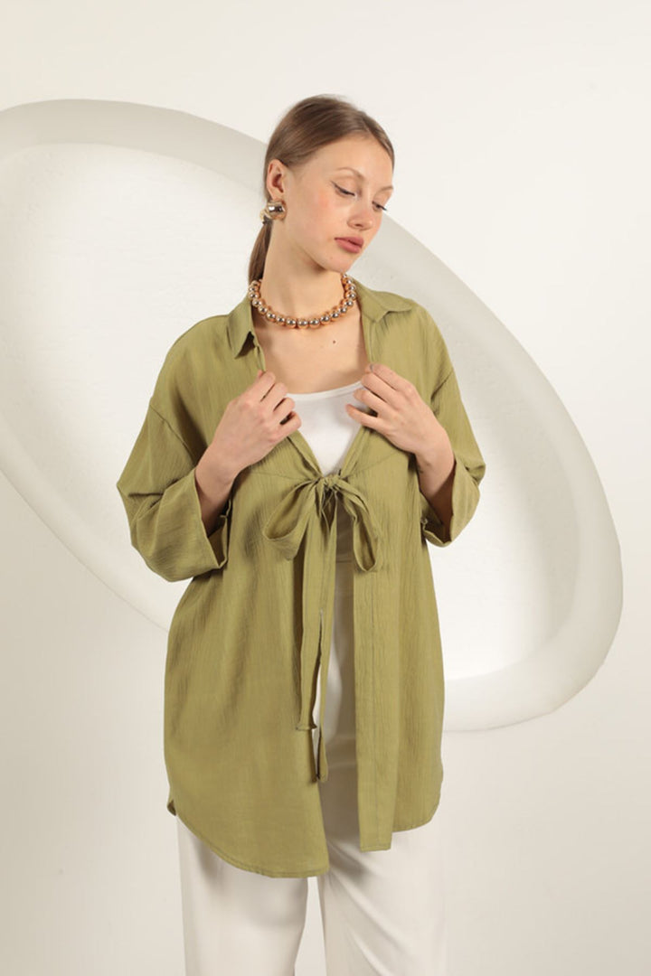 KKT Tree Bark Fabric Kimono-Khaki - Beeston
