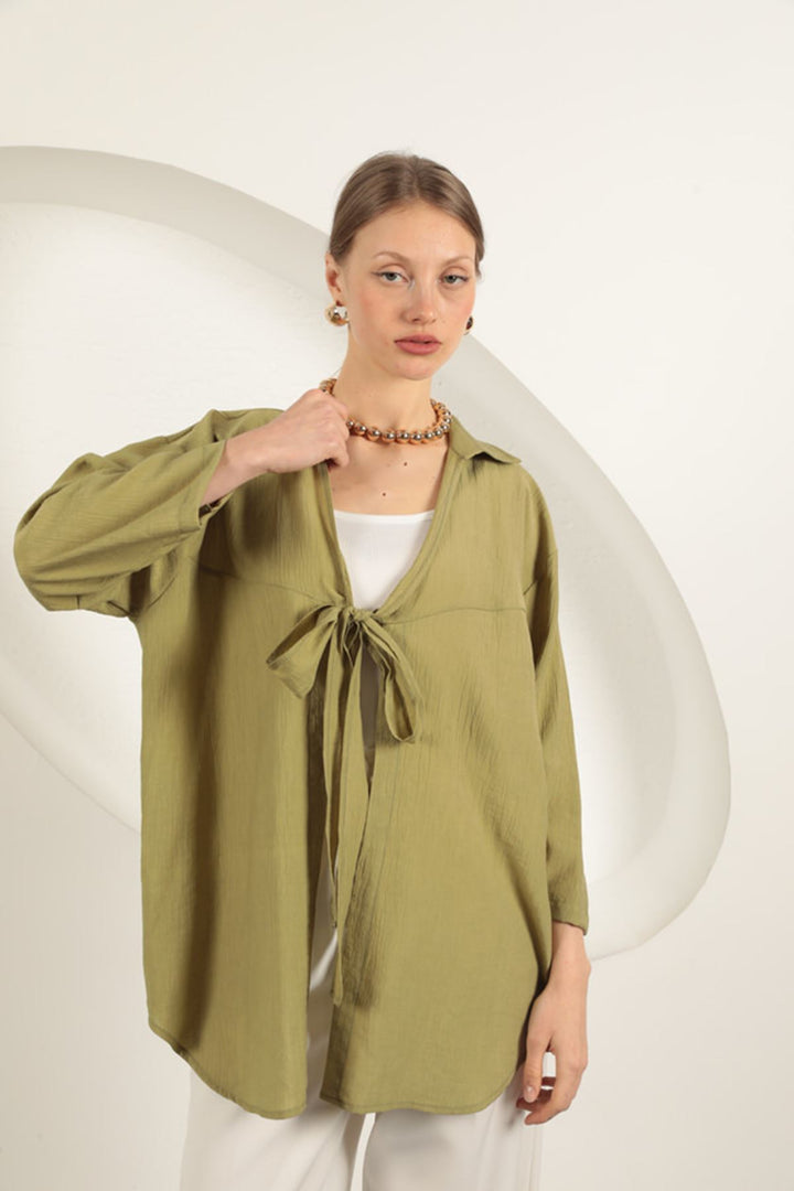 KKT Tree Bark Fabric Kimono-Khaki - Beeston