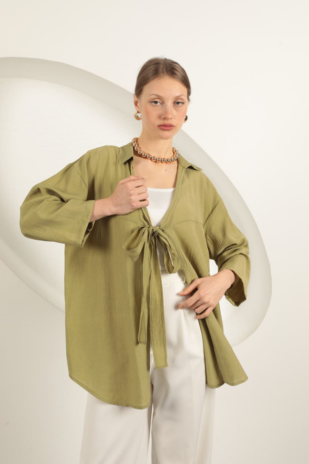 KKT Tree Bark Fabric Kimono-Khaki - Beeston