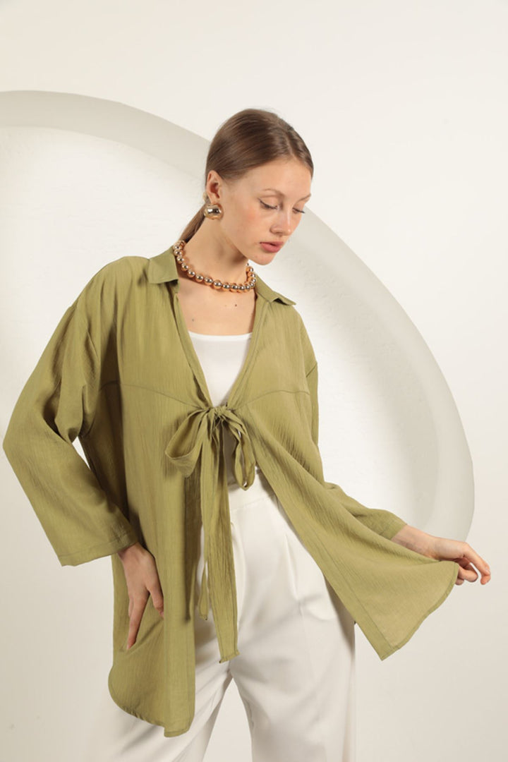 KKT Tree Bark Fabric Kimono-Khaki - Beeston