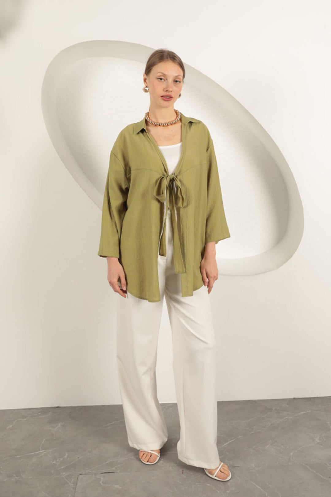 KKT Tree Bark Fabric Kimono-Khaki - Beeston