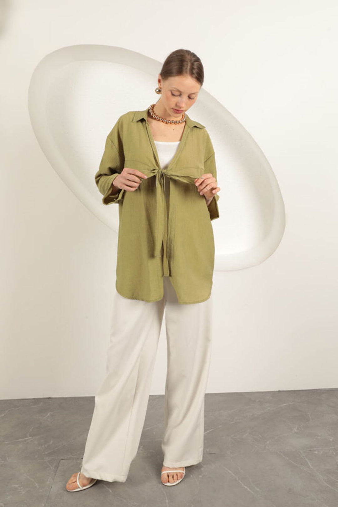 KKT Tree Bark Fabric Kimono-Khaki - Beeston