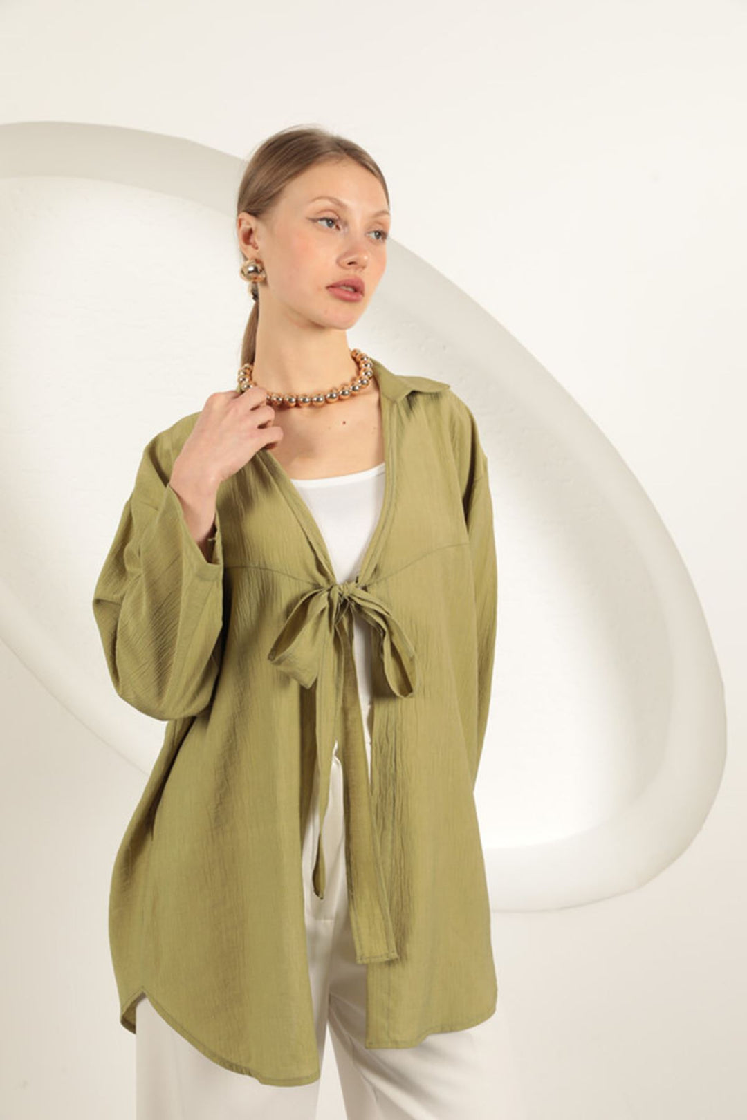 KKT Tree Bark Fabric Kimono-Khaki - Beeston