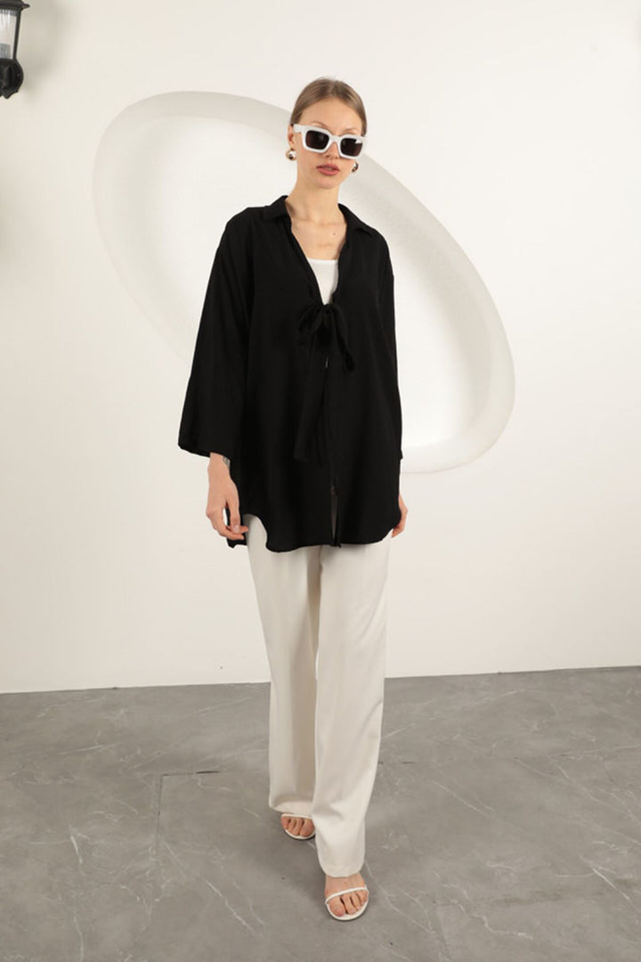 KKT Tree Bark Fabric Kimono-Black - Piteşti