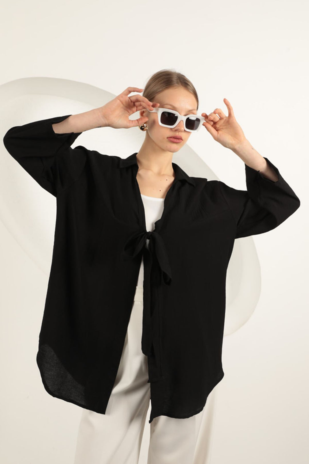 KKT Tree Bark Fabric Kimono-Black - Piteşti