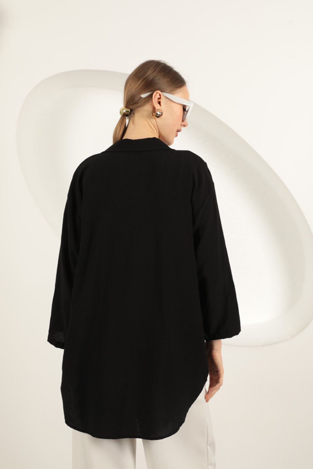 KKT Tree Bark Fabric Kimono-Black - Piteşti