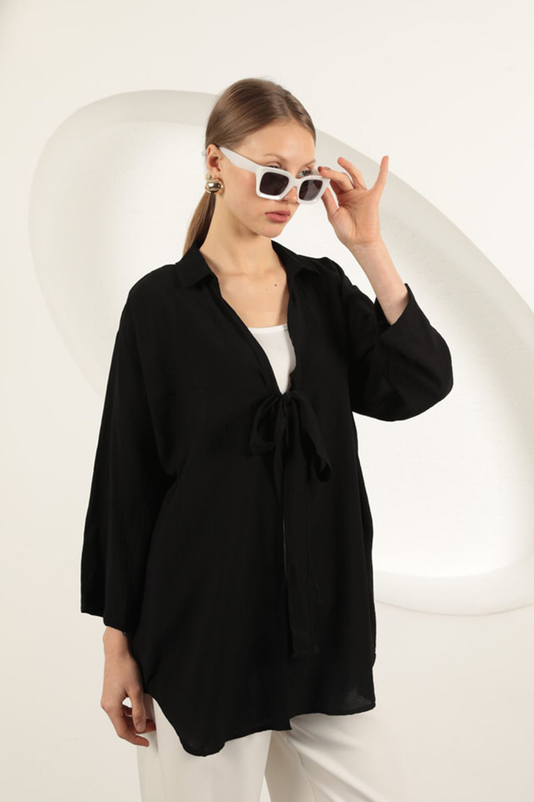 KKT Tree Bark Fabric Kimono-Black - Piteşti