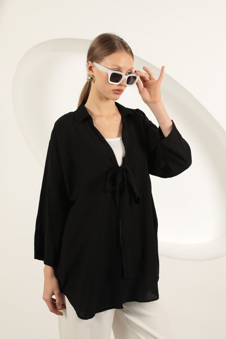 KKT Tree Bark Fabric Kimono-Black - Piteşti
