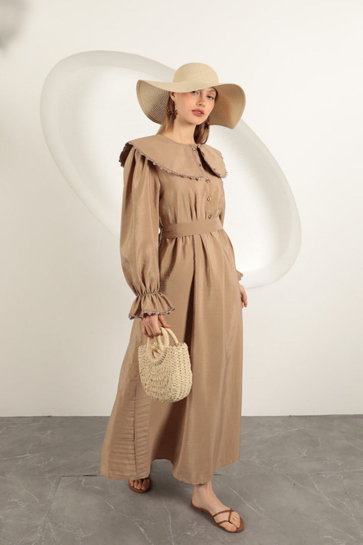 KKT Modal Fabric Lace Women's Dress-Mink - Calgary