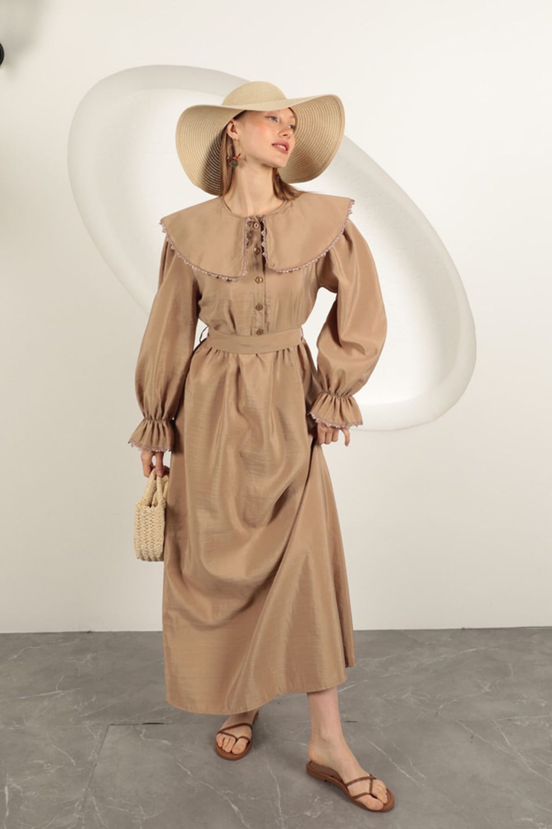 KKT Modal Fabric Lace Women's Dress-Mink - Calgary