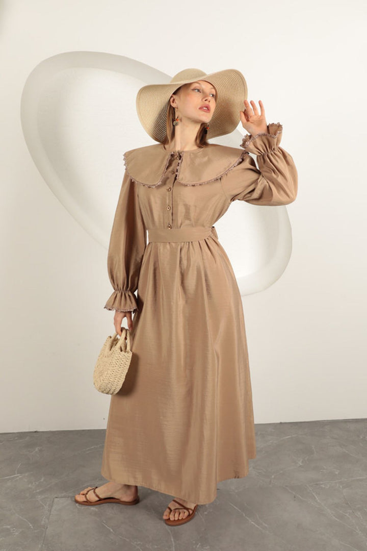 KKT Modal Fabric Lace Women's Dress-Mink - Calgary