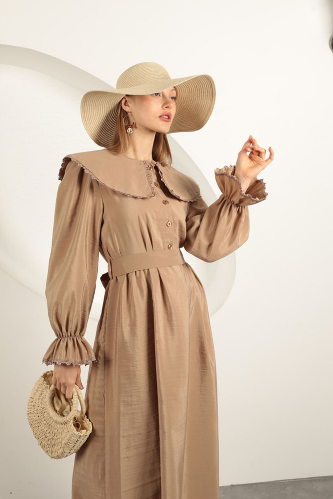 KKT Modal Fabric Lace Women's Dress-Mink - Calgary