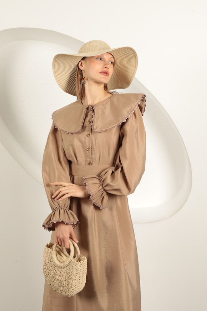 KKT Modal Fabric Lace Women's Dress-Mink - Calgary