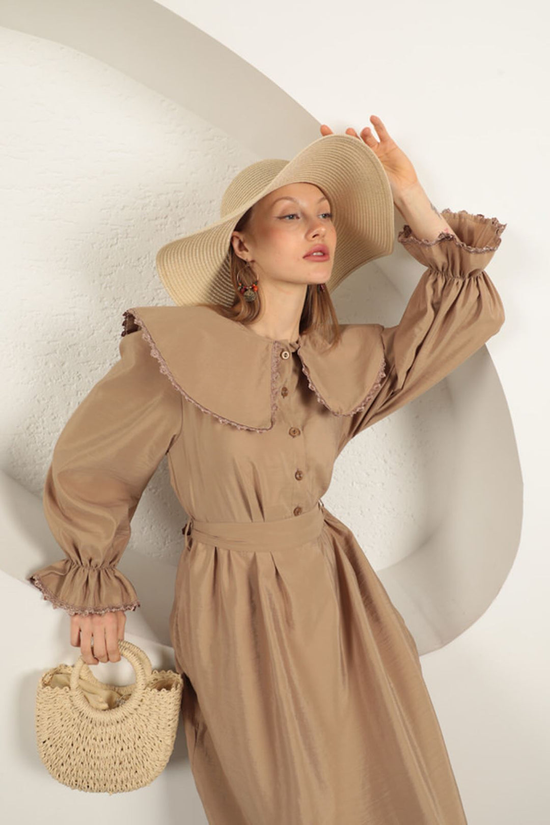 KKT Modal Fabric Lace Women's Dress-Mink - Calgary