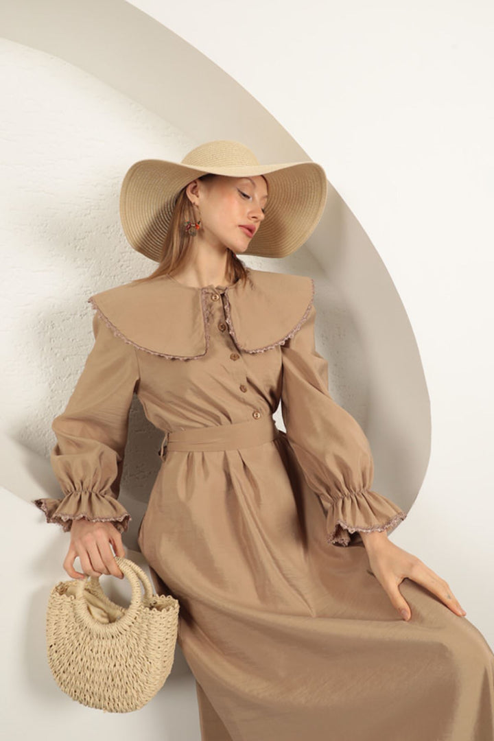KKT Modal Fabric Lace Women's Dress-Mink - Calgary