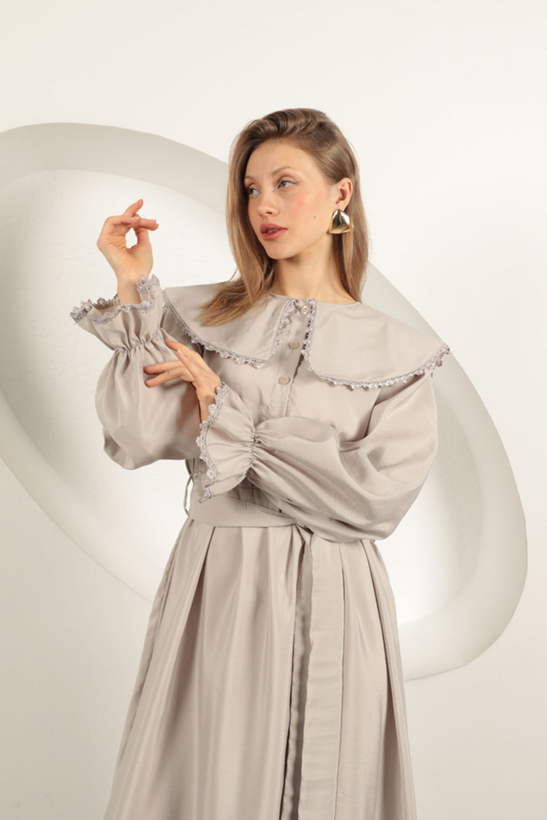 KKT Modal Fabric Lace Women's Dress-Stone - Kendale Lakes