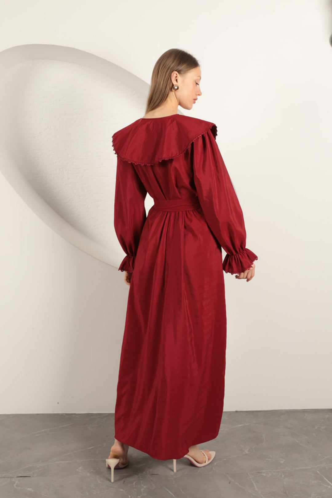 KKT Modal Fabric Lace Women's Dress-Burgundy - Binghamton