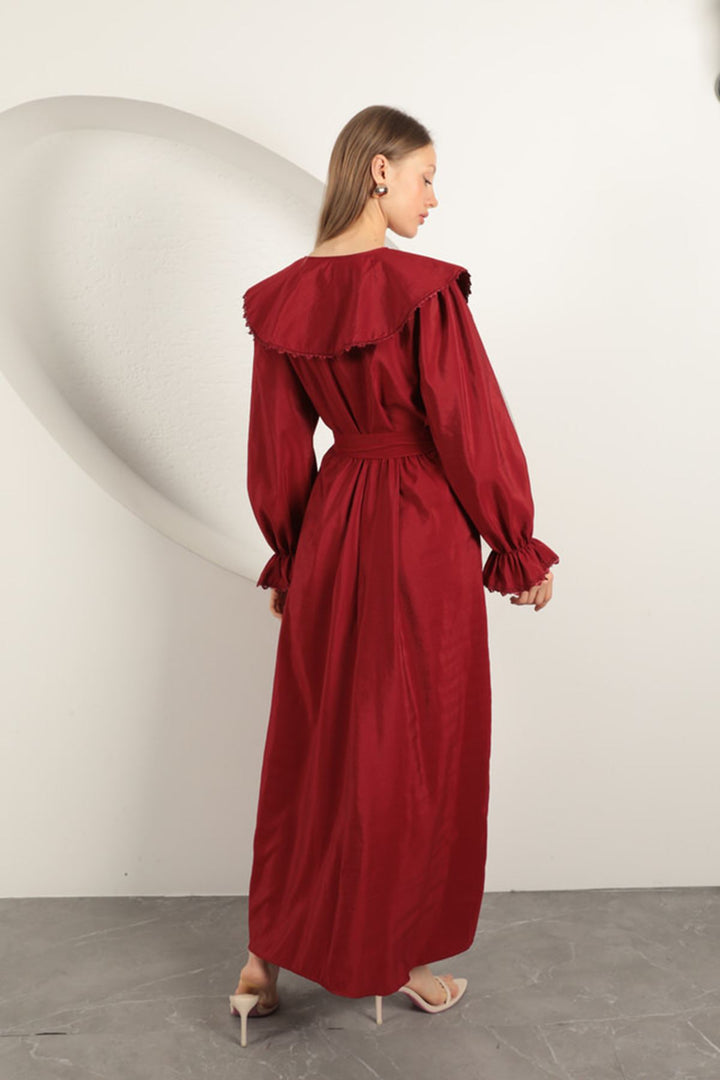 KKT Modal Fabric Lace Women's Dress-Burgundy - Binghamton